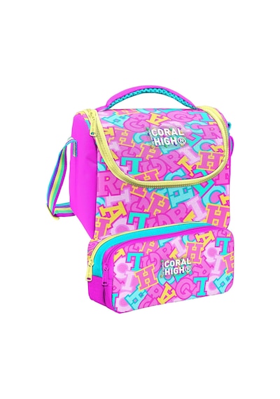 Coral High Pembe Su Yeşili Harf Baskılı Kız Çocuk Beslenme Ve Kalem Çantası Seti 37141+31041