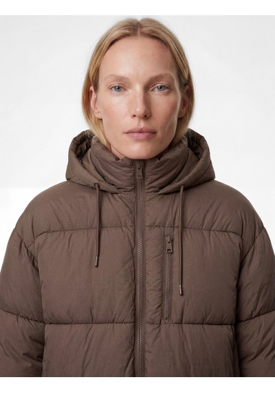 Koton Uzun Kollu Fermuarlı Kapüşonlu Anorak Oversize Şişme Mont Antrasit 6wak00157ew