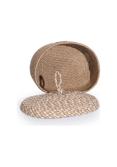 Cesta Kapaklı El Yapımı Pamuklu Natural Bej Hasır Dekoratif Sepet 25cmx34cm 9035 Natural