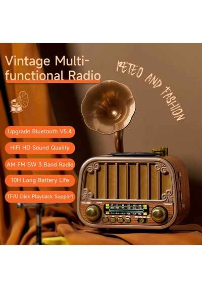 Ultratekno Md-1318bt Gramofon Tasarım Bluetooth Hoparlör + Fm/am/sw Nostaljik Radyo