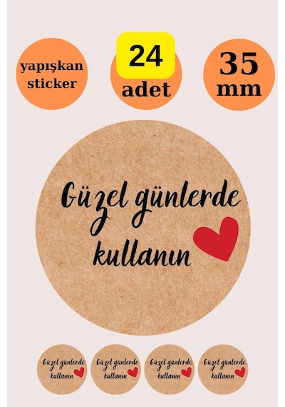24 Adet - Güzel Günlerde Kullanın Bohem Kraft Sticker - Paketleme Sticker - Kraft Görünümlü Sticker Çok Renkli