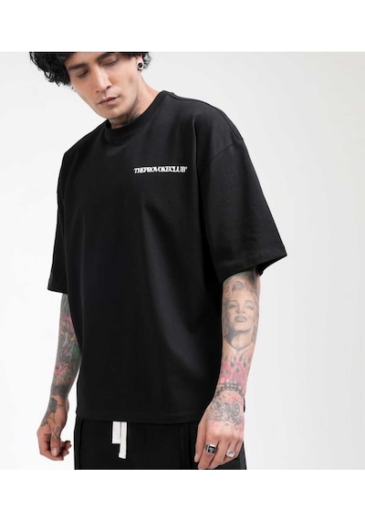 Siyah Sırt Baskılı Oversize Tshirt Siyah