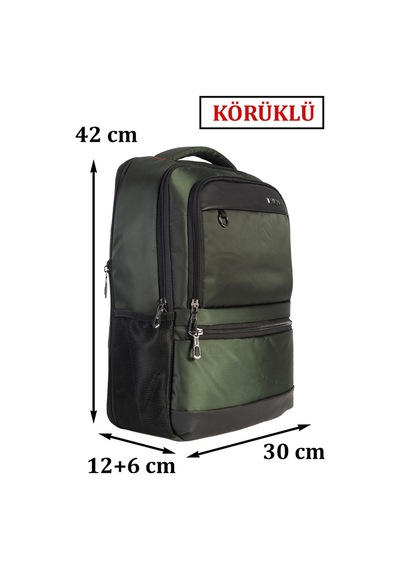 Case Club Körüklü Notebook Laptop Sırt Çantası 14""-15,6" İnç Su İtici Kumaş Haki