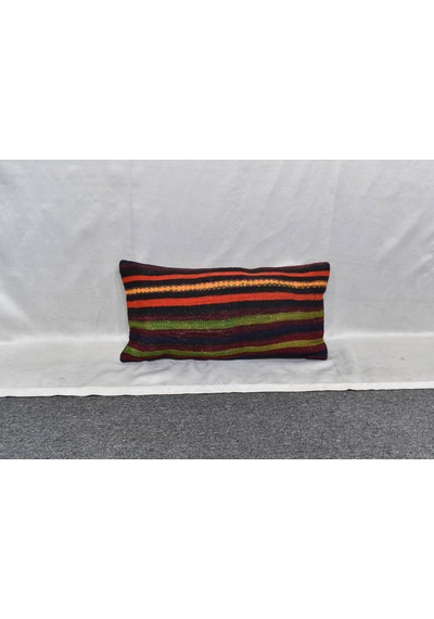 Zehra Abla Halı Yeni El Dokuma Dekoratif Lumbar Kilim Kırlent Yastık Kılıfı 6196