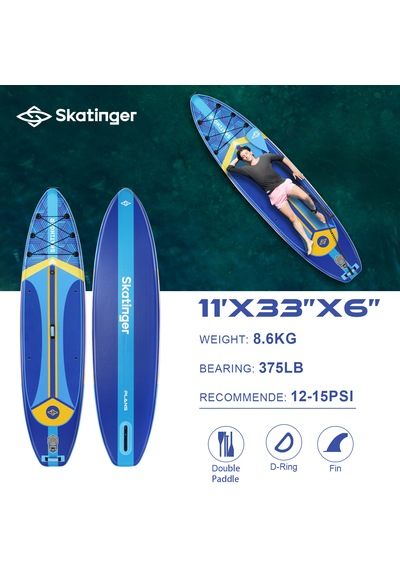 Plans Mavi Stand Up Paddle Board 335x84x15 Cm Ölçülerinde Şişme Sörf Tahtası Full Set