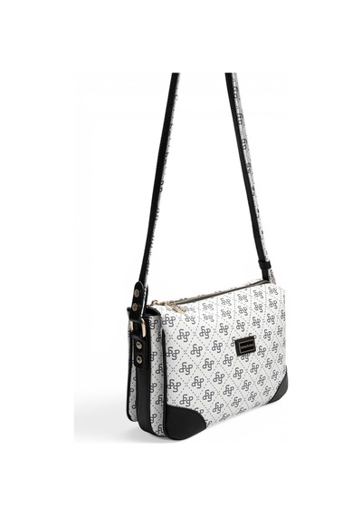 Silver & Polo Silver Polo Beyaz - Siyah Monogram Kadın Çapraz Çanta Sp784