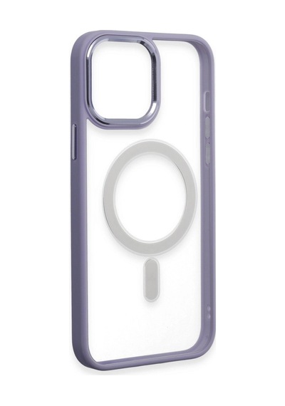 Apple Apple iPhone Uyumlu 15 Pro Max Kılıf Room Magneticsafe Silikon - Lila Düz Renkli