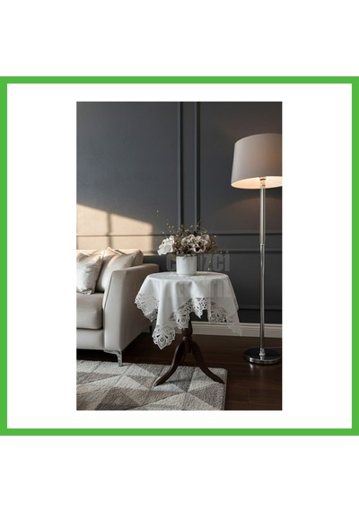 Vaveni Fransız Dantelli Keten Fiskos, Gardenya Kumaş Fiskos 100x100cm Arz