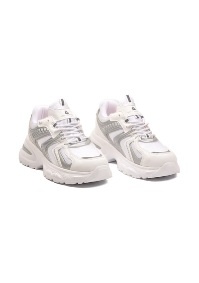Beyaz Bağcıklı Kalın Taban Hafif Kadın Sneaker 2318 G Beyaz