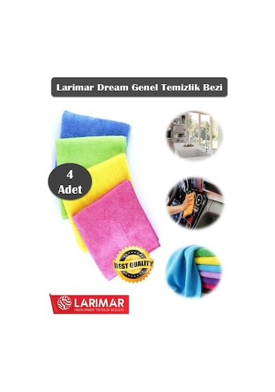 Larimar Dream Serisi Süper Emici Mikrofiber Kurulama Temizlik Bezi 4'lü 40 x 40 CM
