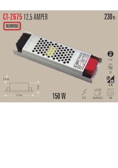 Cata 2675 12.5 Amper Şerit Led Trafosu 1 Adet