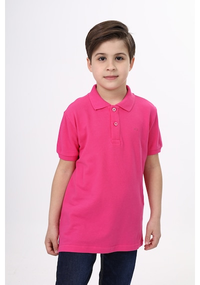 Toontoy Kids Toontoy Unisex Polo Yaka Düğmeli Uzun Kısa Tişört Fuşya