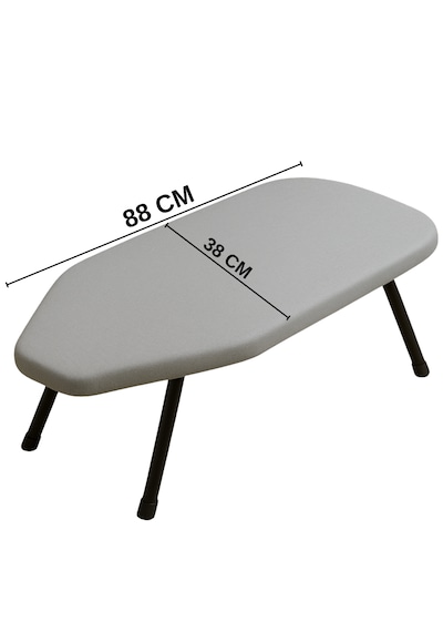 Beylini Mini Ütü Masası Yedek Kılıflı Pratik Konforlu Hafif Asılabilir Taşınabilir Portatif Seyahat Kompakt Ütü Masa 40x90 Cm Gri