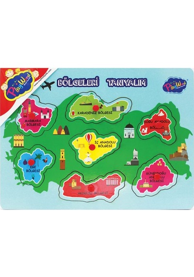 Ahşap Tutmalı Kıtaları Ve Bölgeleri Tanıyalım Puzzle.