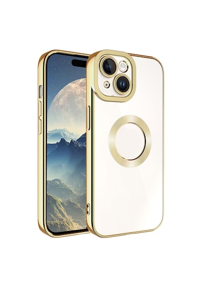 Apple Uyumlu iPhone 15 Kılıf Kamera Korumalı Logo Gösteren Omega Kapak