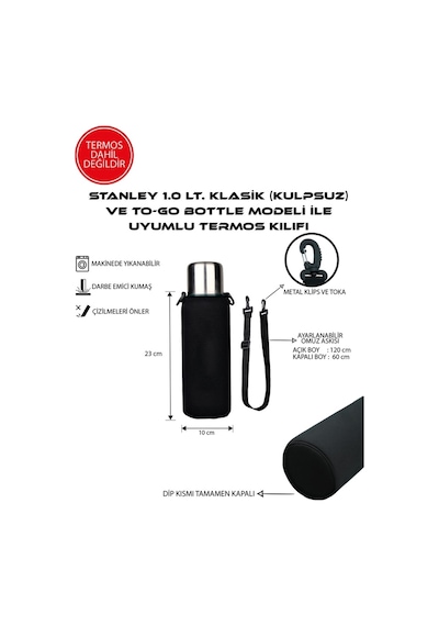 Klasik Kulpsuz 1.0 Lt. İle Uyumlu Omuz Askılı Termos Kılıfı Kamuflaj