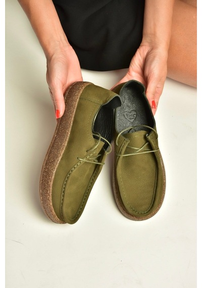 Fox Shoes V944092701 Haki Hakiki Deri Nubuk Günlük Ayakkabı