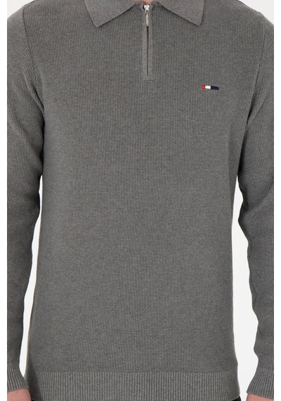 U.S. Polo Assn. Erkek Regular Fit Yarım Fermuarlı Gri Melanj Basic Kazak 50298266-VR086