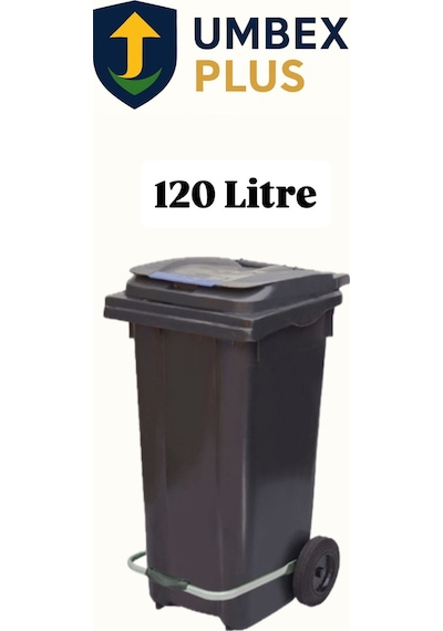 Plastik Metal Pedallı Çöp Konteyneri 120 Litre Konteyner - Isıya Dayanıklı Malzeme - Siyah