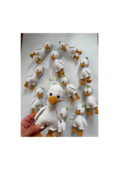 Adenya Sepeti Amigurumi Örgü Ördek Oyun Ve Uyku Arkadaşı-beyaz Yeşil Beyaz - Yeşil