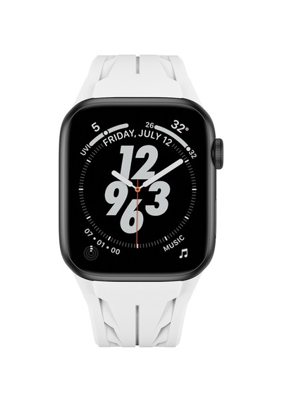 Apple Uyumlu, Watch  7 45mm Krd-127 Metal Tokalı Silikon Kordon-beyaz