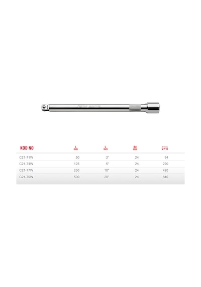 Ceta Form 50 mm Uzatma Kolu 1/2" Bombe Başlı C21-71W