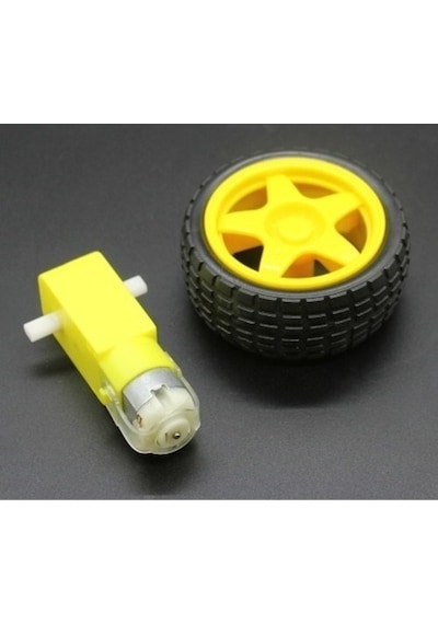 2 Adet - Arduino Robot Tekerlek Ve Dc Motor Seti - Redüktörlü