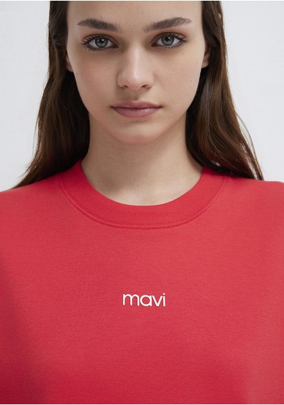 Mavi - Mavi Logo Baskılı Kırmızı Tişört 1612829-30742 Kırmızı
