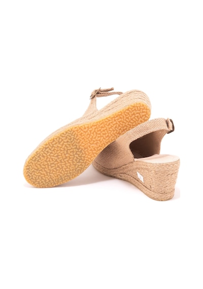 Gerçek Elişi Burnu Açık Arkası Bantlı Dolgu Topuk Keten Hasır Espadril Handmade Çok Renkli