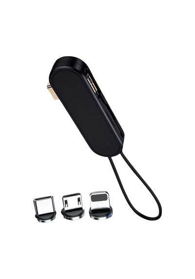 Powermaster Pm-25906 Siyah 3in1 Type C- Lightning- Micro Usb Manyetik Uç Taşınabilir Şarj Kablosu 1 Adet