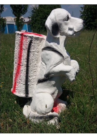 M3 Kemikli Sevimli Köpek Iç Dış Mekan 55Cm Şemsiyelik Sepetli Heykel Kemik