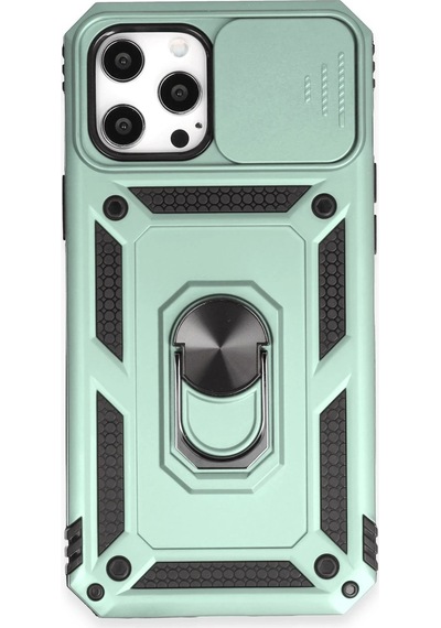 Mey İthalat Apple Uyumlu iPhone 12 Pro Max Kılıf Pars Lens Yüzüklü Silikon - Yeşil