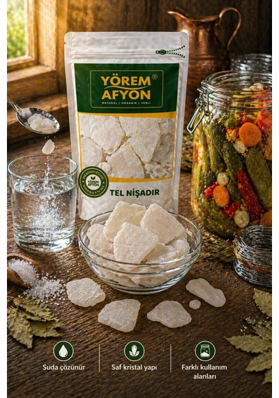 Yörem Afyon Kristalize Cevher Çok Amaçlı Saf Tel Nişadır, İplik Nişadır Amonyum Klorür 60gr.
