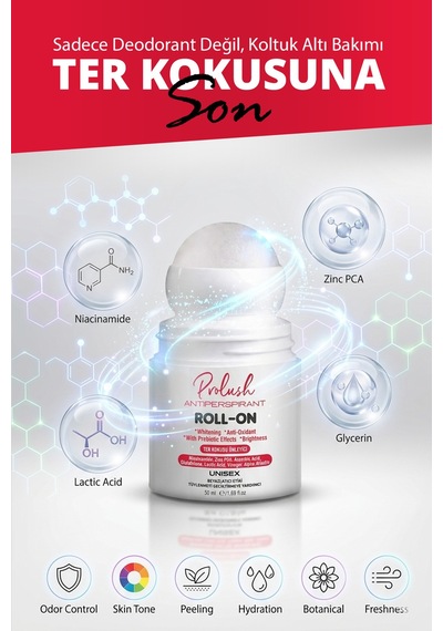 Koltuk Altı, Ter Kokusu Önleyici, Antiperspirant Beyazlatıcı Etkili, Ton Eşitleyici Unisex Roll On 50 Ml - 877734229