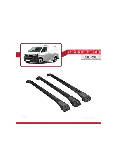 Volkswagen Transporter T5 2003-2015 Arası İle Uyumlu Ace-1 Ara Atkı Tavan Barı Siyah 3 Adet Bar