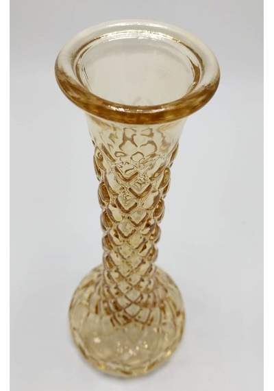 El Yapımı Gold Renk Baklava Model Cam Karanfillik 25cm Altın