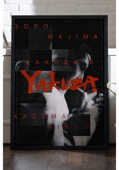 Yakuza Siyah Ahşap Çerçeveli Poster, Dekoratif Oyun Duvar Tablosu