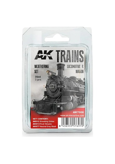 3x35 Ml. Lokomotif Ve Wagon Eskitme Efekti Maket Boyası Seti, Ak Interactive 7000 Standart