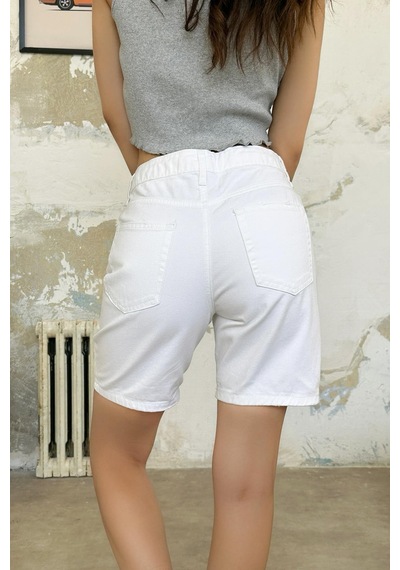 Flaw Ripped Detail Daily Şort Beyaz