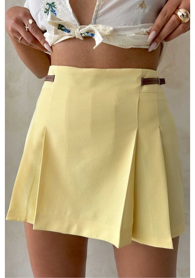 Verymoda Kemer Detaylı Şort Etek D2641 Sarı