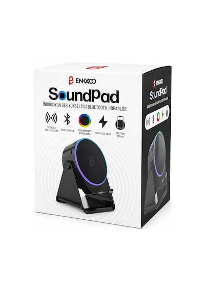 Soundpad Bluetooth Hoparlör - İndüksiyon Özellikli - Telefon Standlı - Type-c Şarj - Rgb