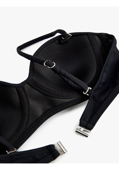 Koton Balenli Çıkarılabilir Askılı Straplez Bikini Üstü Siyah 4sak10012mm Siyah