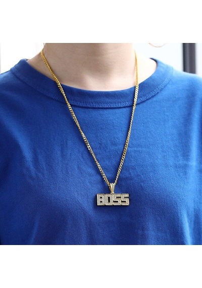 Boss Unisex Kolye Sarı Altın
