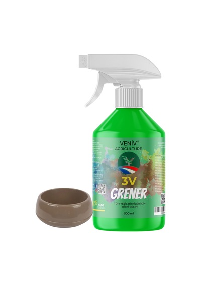 3v Grener Çiçeklendirici Ve Yeşil Yaprak Bitki Besini 500 Ml+2l Dekoratif Yassı Saksı 1