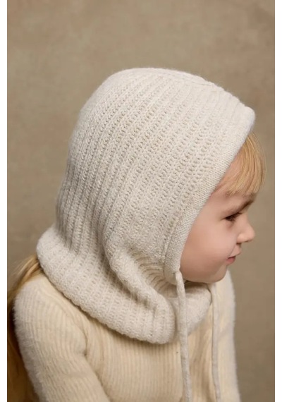 Comerciante Çocuk Balaklava Bere Taş Rengi İpli Triko Örgü Kapüşonlu Boyunluk Kışlık Unisex Kar Beresi Taş - 939033084 Taş