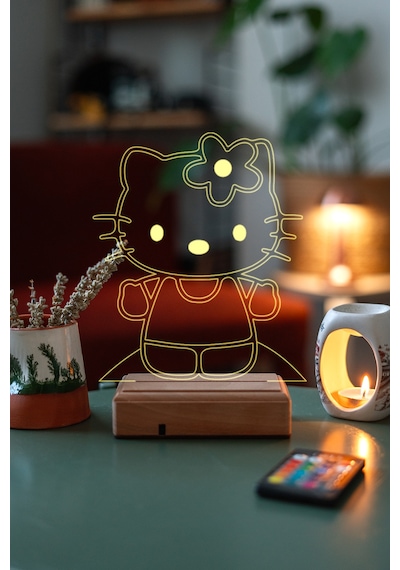Hello Kitty 16 Renk Kumandalı 3d Gece Lambası Çok Renkli