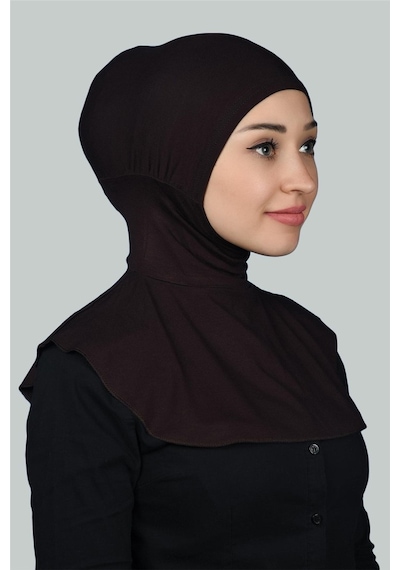 Altobeh Kadın Tesettür Pratik Boyunluklu Hijab - Sporcu Bone Koyu Kahverengi