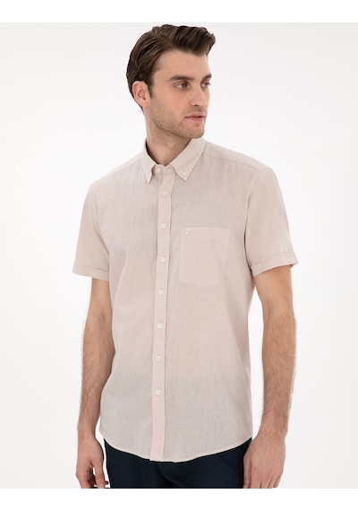 Pierre Cardin Erkek Bej Gömlek Kısa Kollu 50303418-vr011 Bej