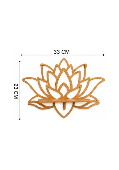 Lotus Tasarımlı Ahşap Duvar Rafı Kahverengi