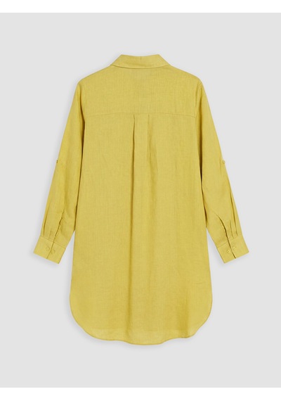 Lcw Everyday Sarı Oversize %100 Keten Kadın Gömlek Tunik